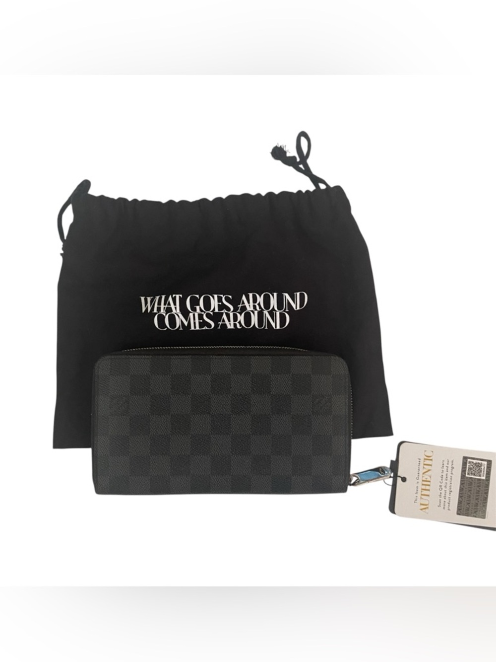 LOUIS VUITTON Damier Check Graphite Zip Around Wallet Organizer EUC